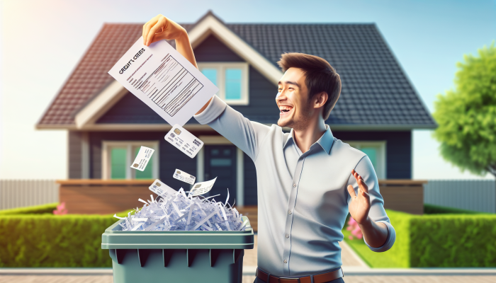 Debt Consolidation Loans: Navigating the Digital Era | DCL Person shredding credit card statements, consolidating into one loan document, symbolizing financial clarity and improved credit health.
