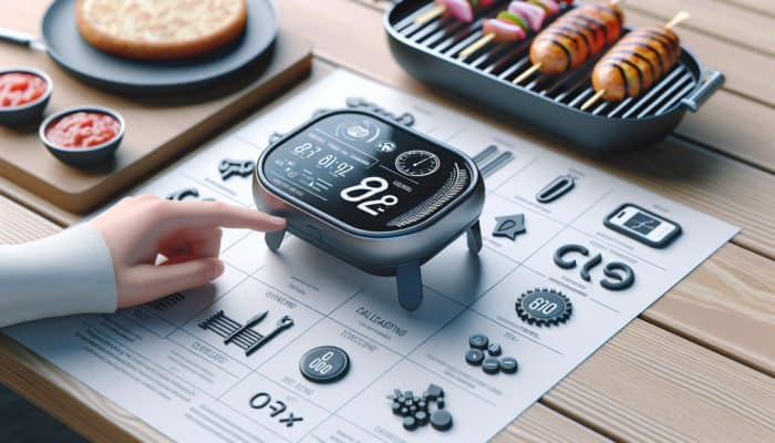 A user-friendly grill timer featuring a large display and straightforward buttons, designed for easy transport and quick setup.