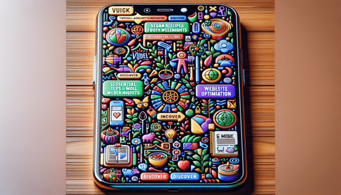 Smartphone screen displaying clickable title tags with action words such as "Discover" and "Unlock" highlighted.