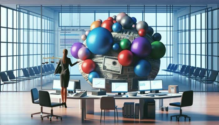 Understanding Debt Consolidation for Beginners: Comprehensive UK Guide | DCL Infographic depicting UK debt consolidation with visuals, individual managing debts, and unified loan in a modern office setting.