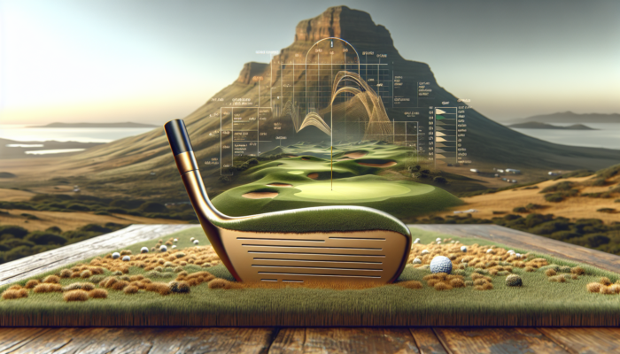How to Choose a Golf Wedge Bounce: A golf wedge with highlighted bounce angle on a South African golf course with varied landscapes.