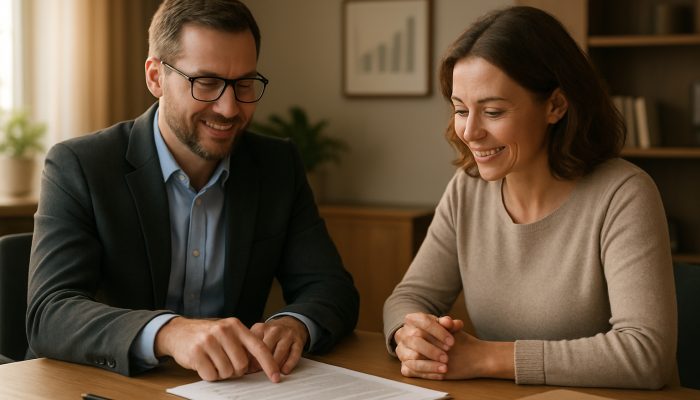 Combine Payday Loans Into One Affordable Deal: Save Money Today | DCL UK debt advisor assisting borrower with consolidation paperwork in a calm office environment
