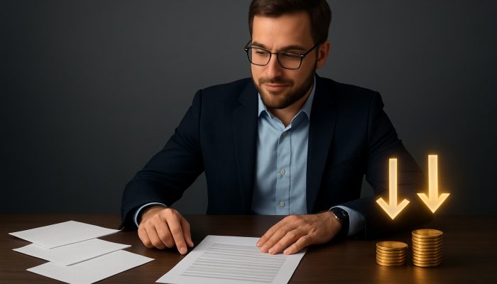 Combine Payday Loans Into One Cheaper Deal: Save Money Today | DCL Borrower comparing high-interest loans to low-APR consolidation with savings coins and arrows on desk